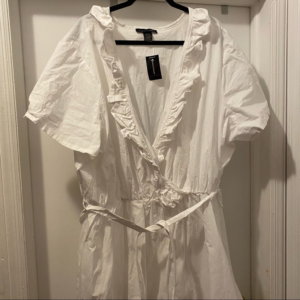 NWT Ashley Stewart White Belted Dress